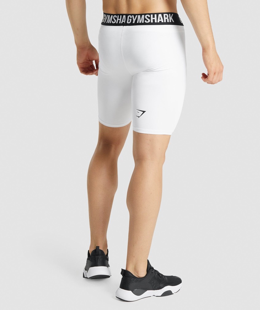 White Men's Gymshark Element Baselayer Shorts | USA-27968