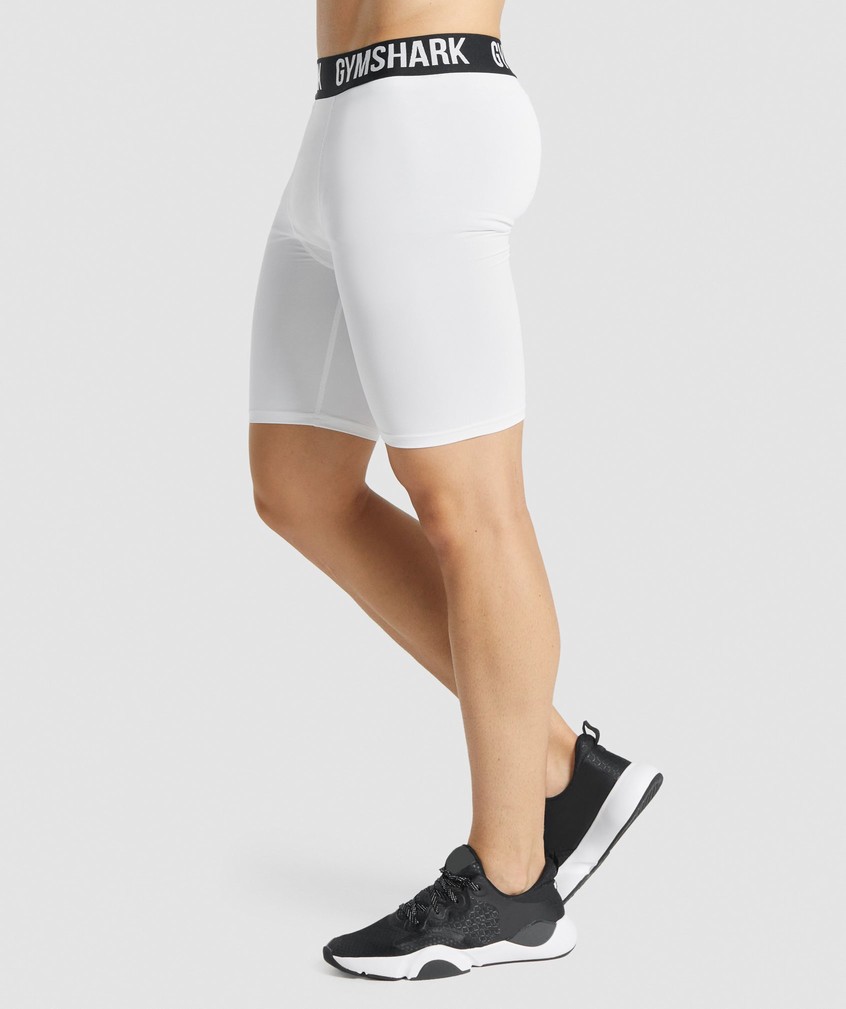 White Men's Gymshark Element Baselayer Shorts | USA-27968