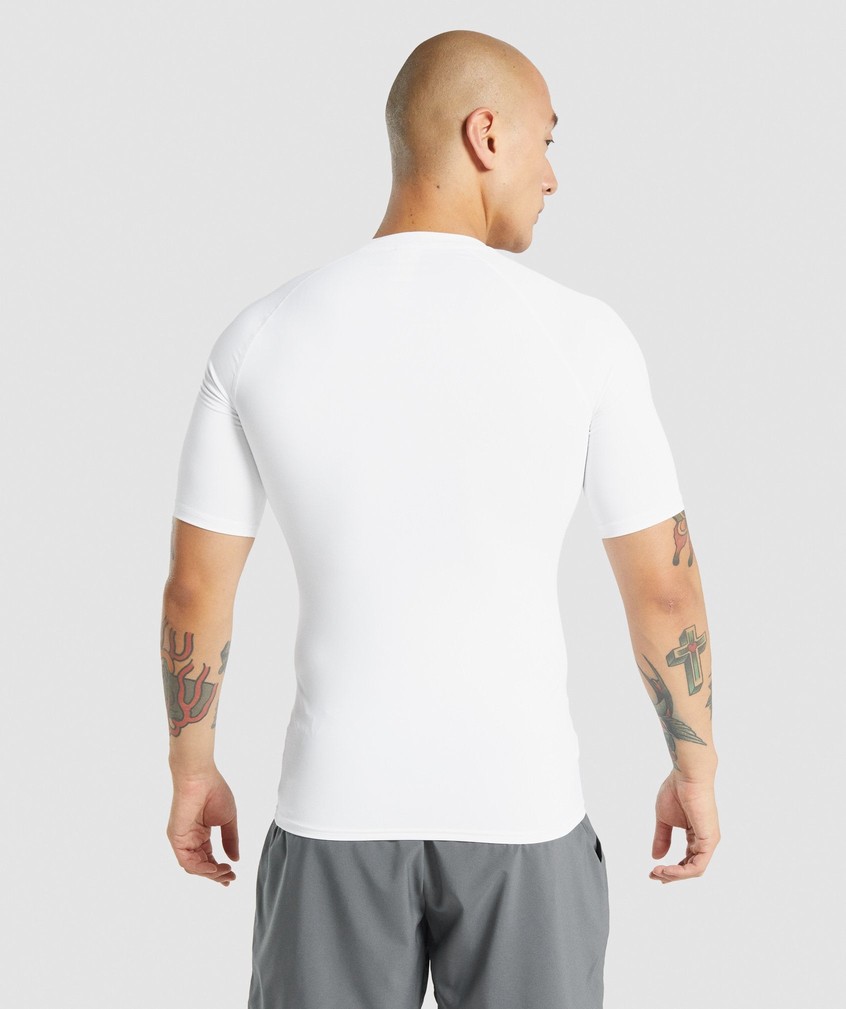 White Men's Gymshark Element Baselayer T-Shirts | USA-93248