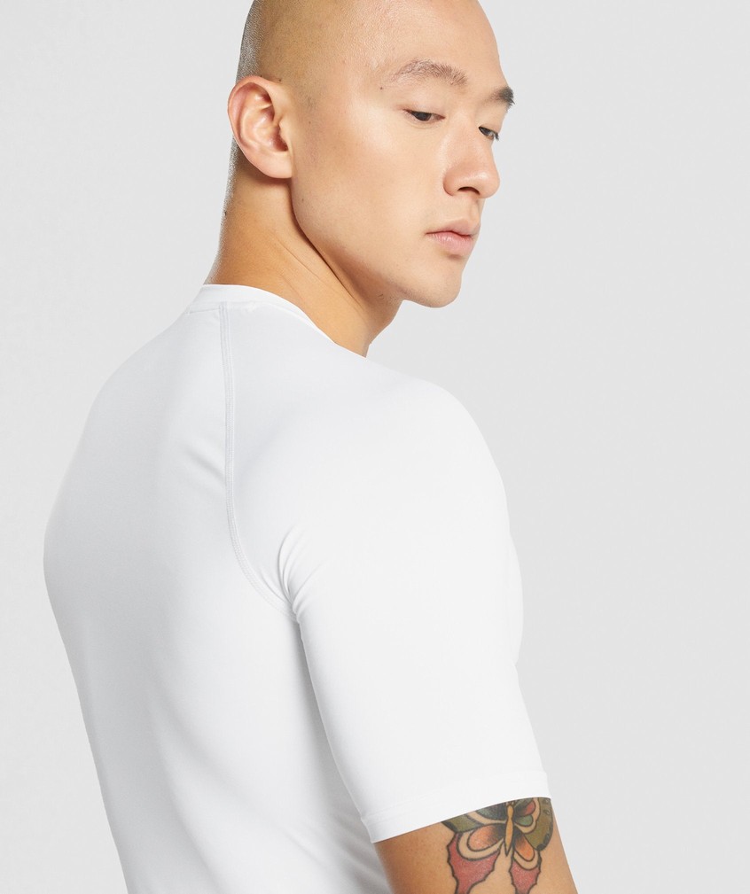 White Men's Gymshark Element Baselayer T-Shirts | USA-93248