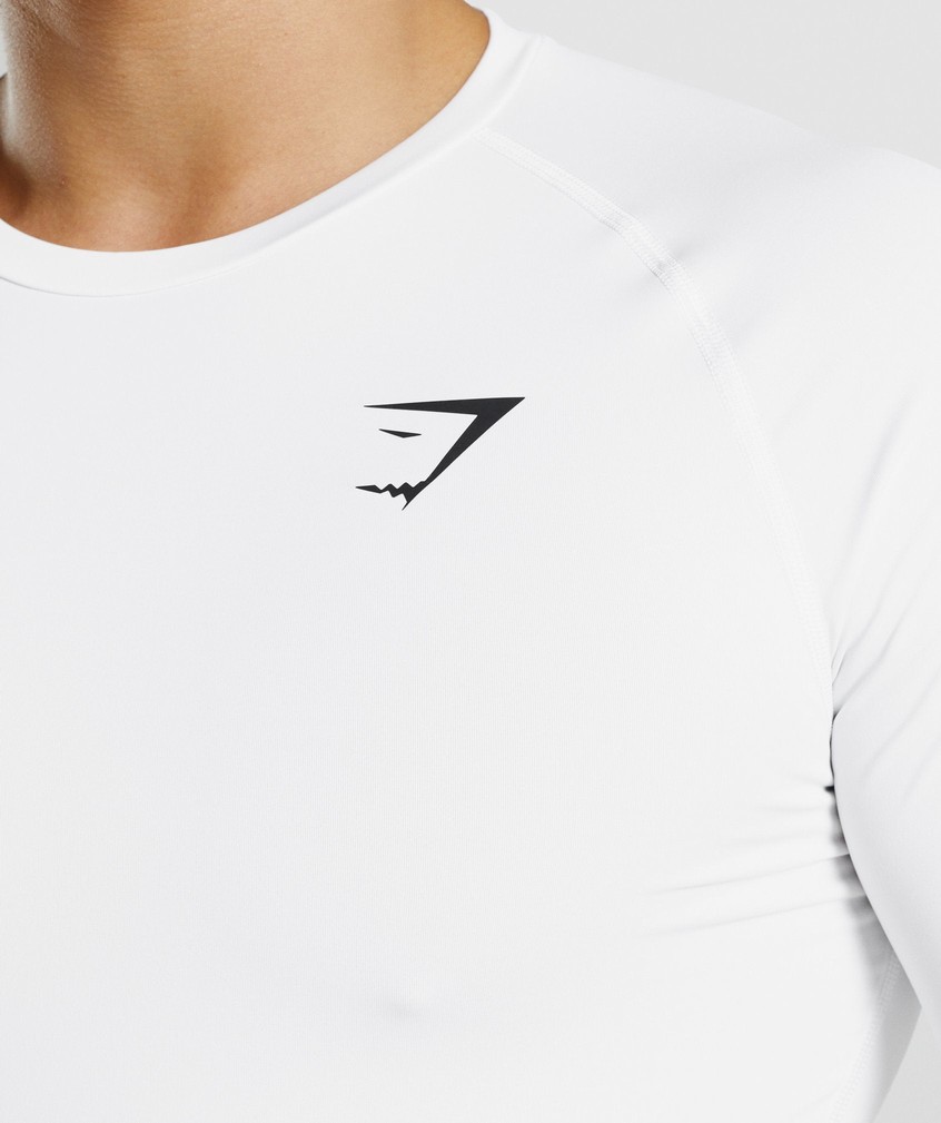 White Men's Gymshark Element Baselayer T-Shirts | USA-93248