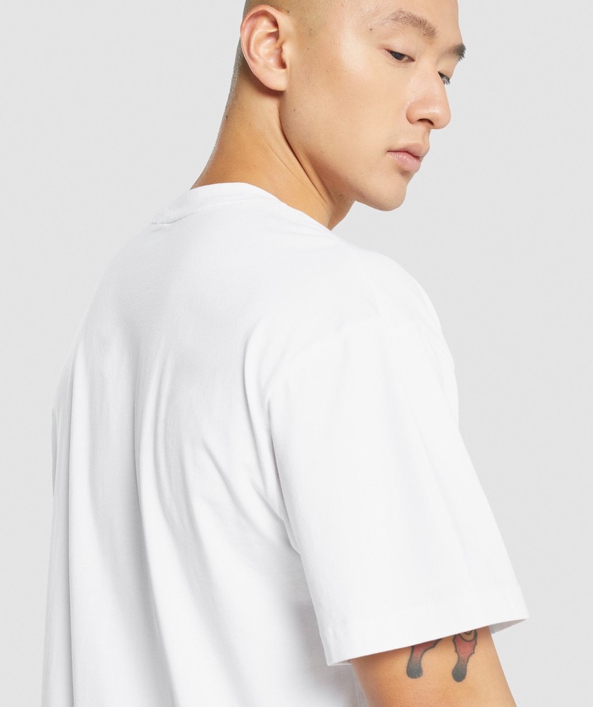 White Men's Gymshark Essential Oversized T-Shirts | USA-69523