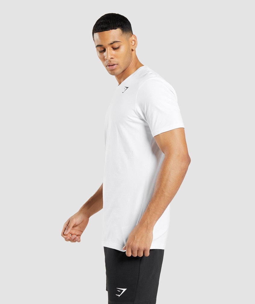 White Men's Gymshark Essential T-Shirts | USA-84012