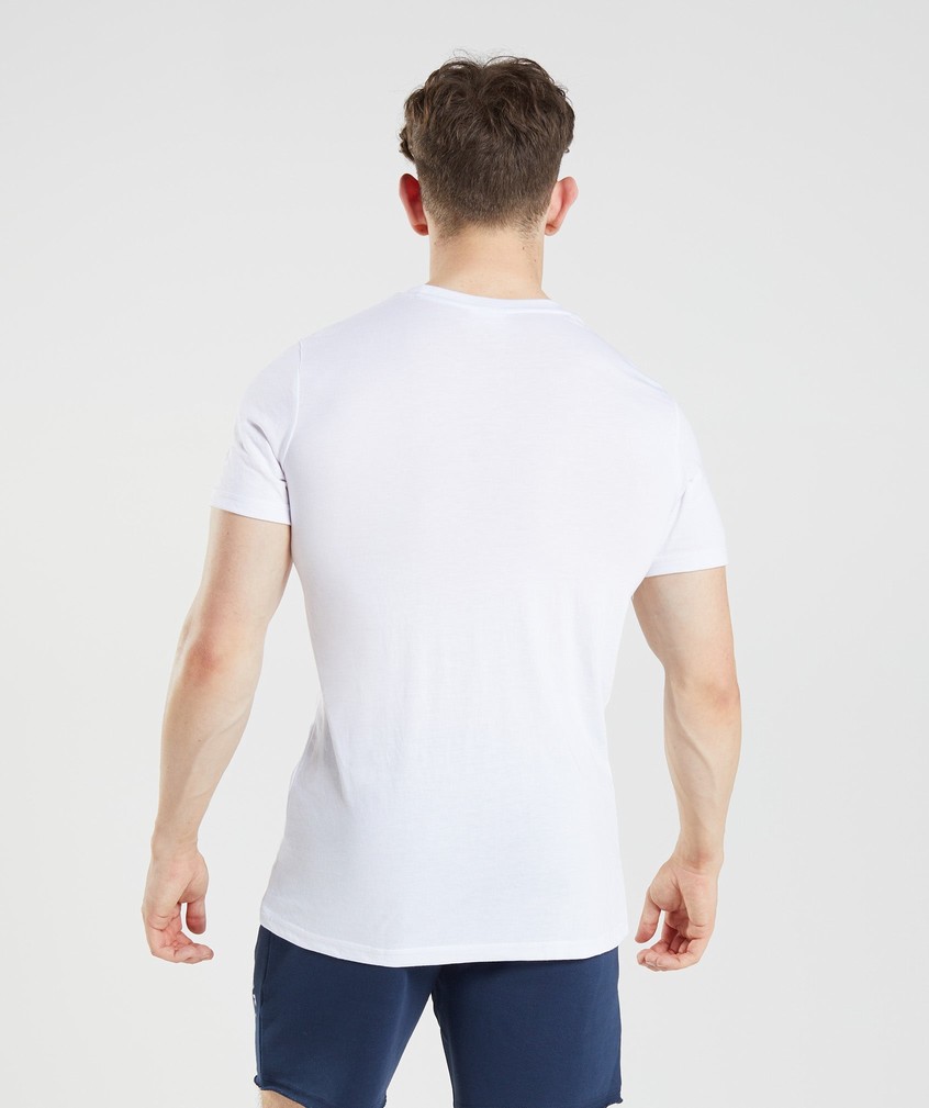 White Men's Gymshark Legacy T-Shirts | USA-76253