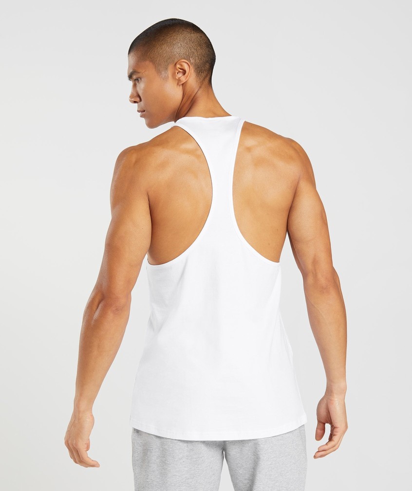 White Men's Gymshark Outline Stringer | USA-04526