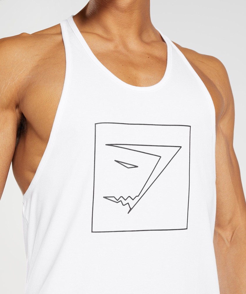 White Men's Gymshark Outline Stringer | USA-04526