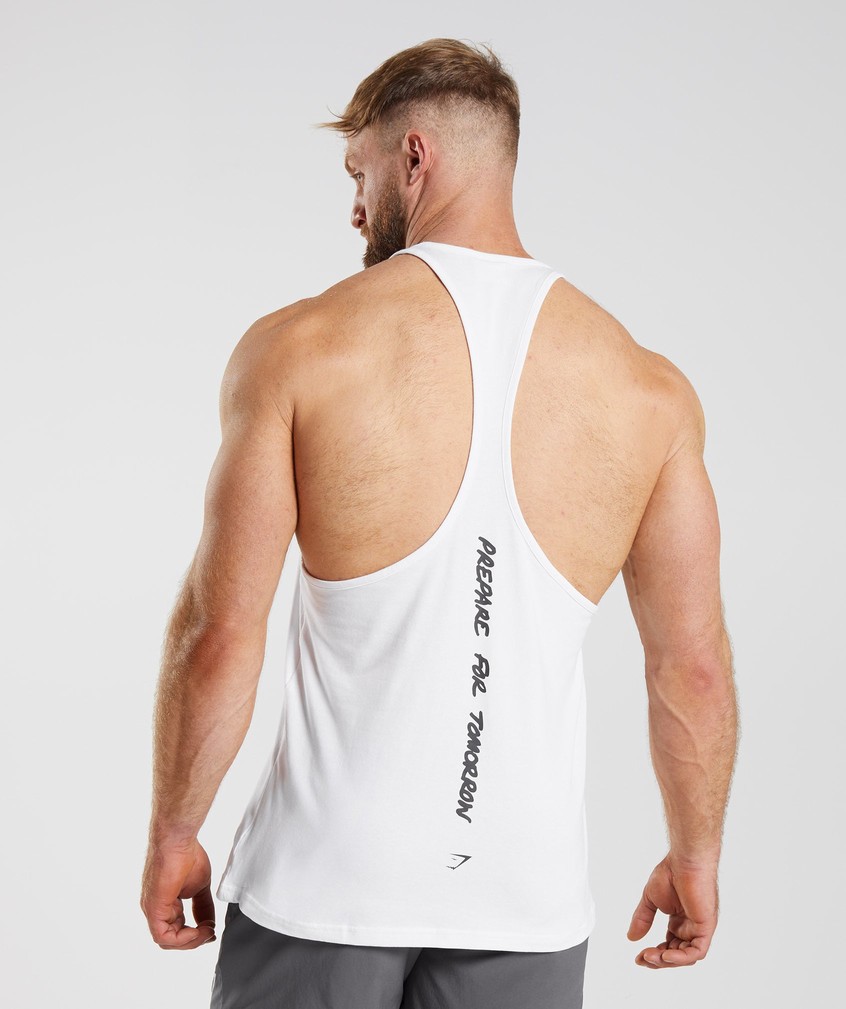 White Men's Gymshark Prepare For Tomorrow Stringer | USA-93267