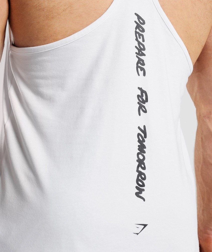 White Men's Gymshark Prepare For Tomorrow Stringer | USA-93267