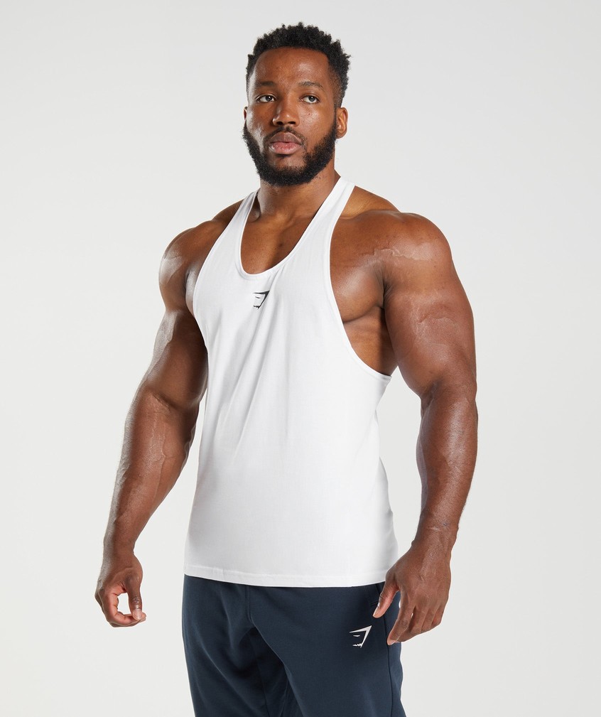 White Men\'s Gymshark React Stringer | USA-85760