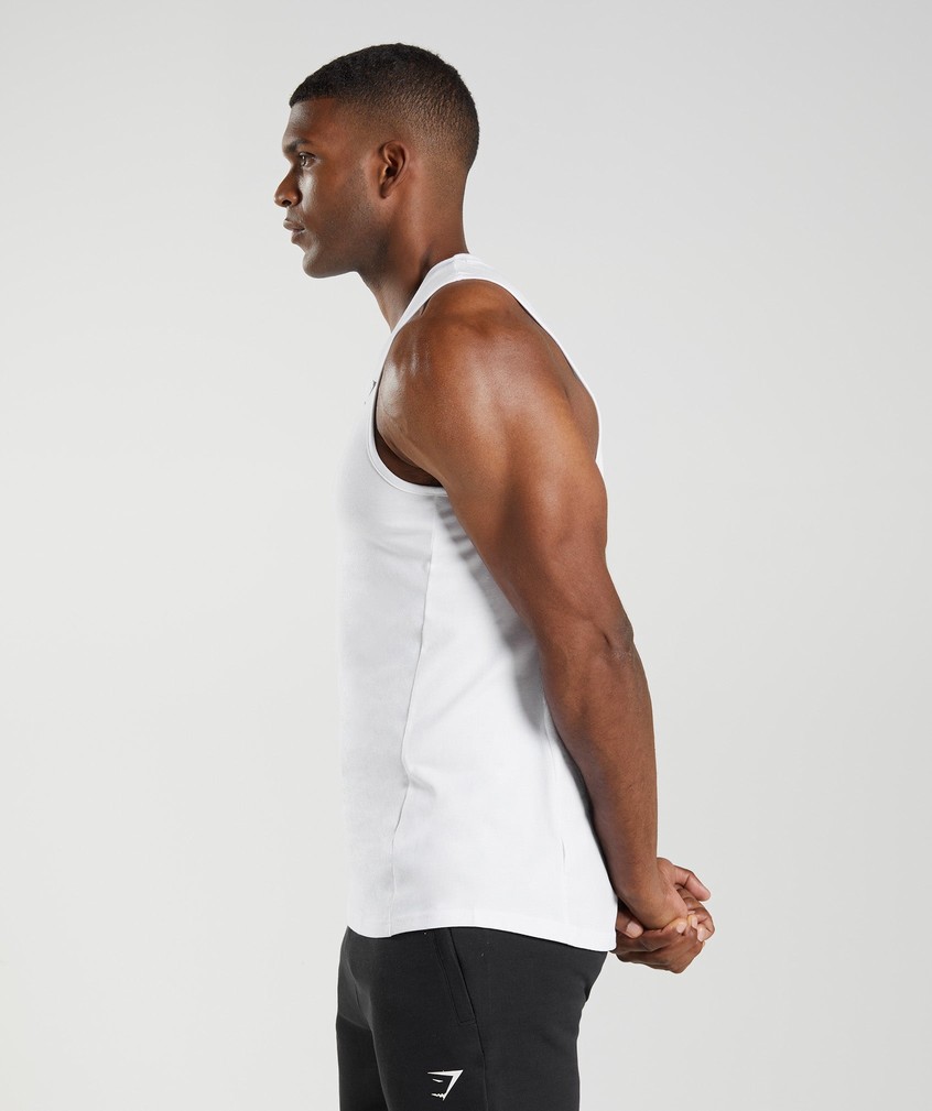 White Men's Gymshark React Tank | USA-76935