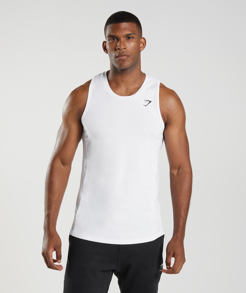 White Men\'s Gymshark React Tank | USA-76935