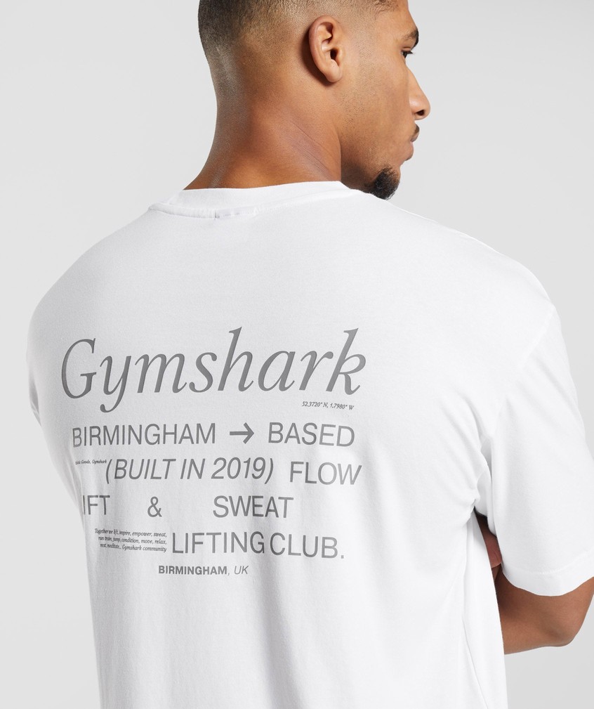 White Men's Gymshark Social Club Oversized T-Shirts | USA-09864