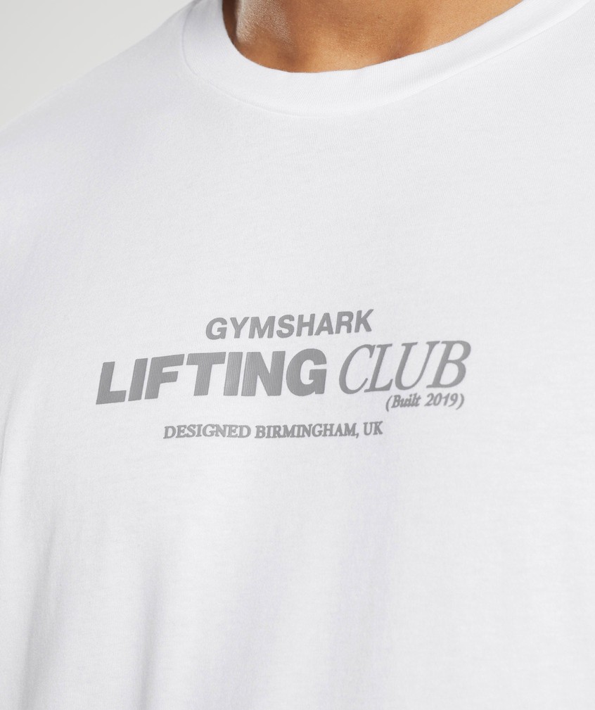 White Men's Gymshark Social Club Oversized T-Shirts | USA-09864