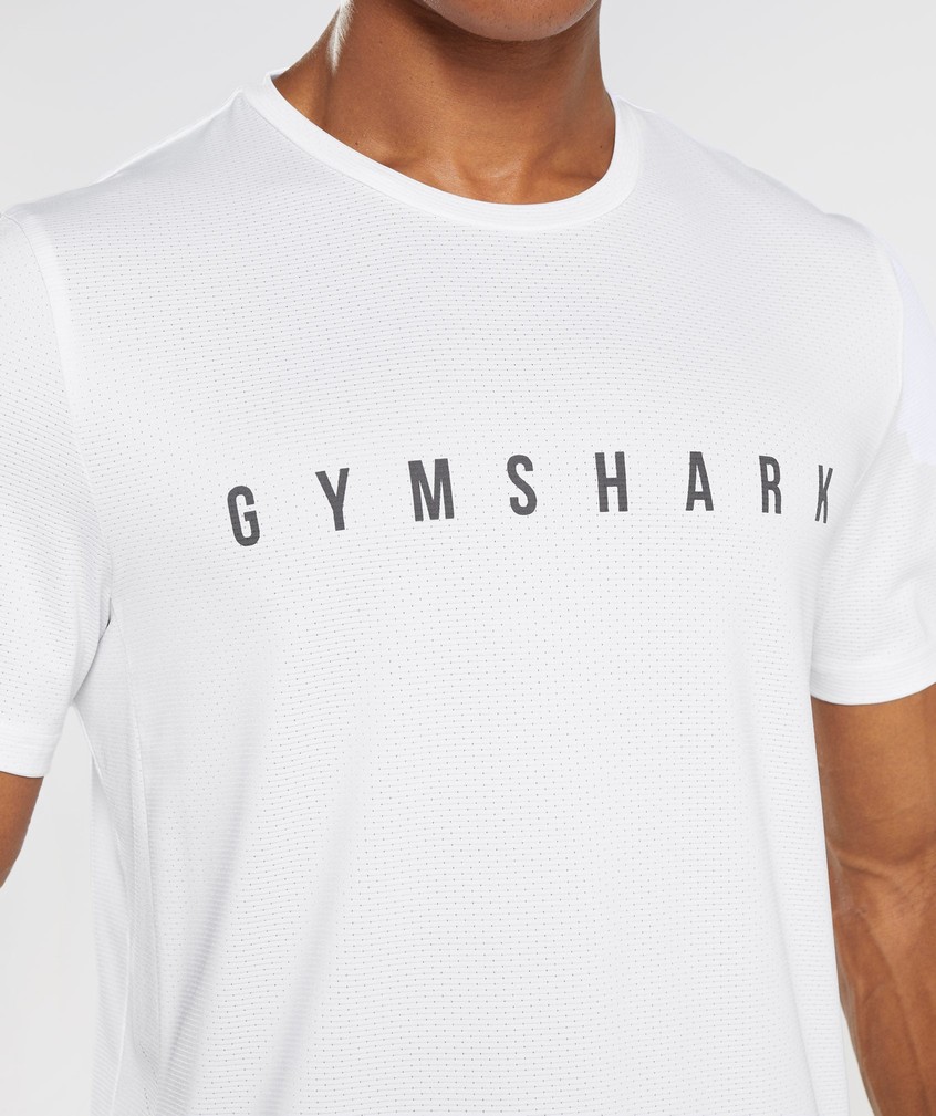 White Men's Gymshark Sport Stripe T-Shirts | USA-61439