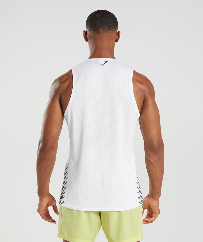 White Men's Gymshark Sport Stripe Tank | USA-84091