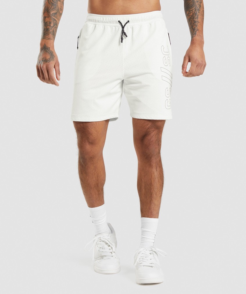 White Men\'s Gymshark Steve Cook Mesh Shorts | USA-10579