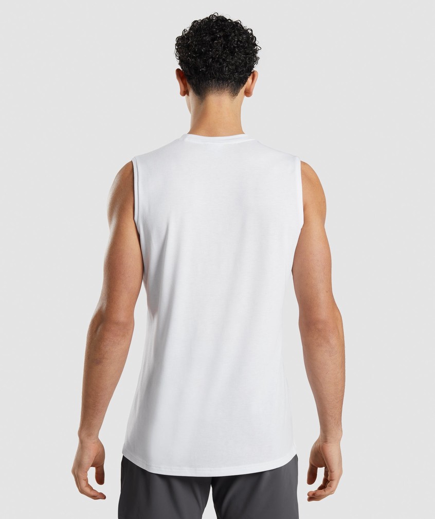 White Men's Gymshark Studio Amplify Tank | USA-63721