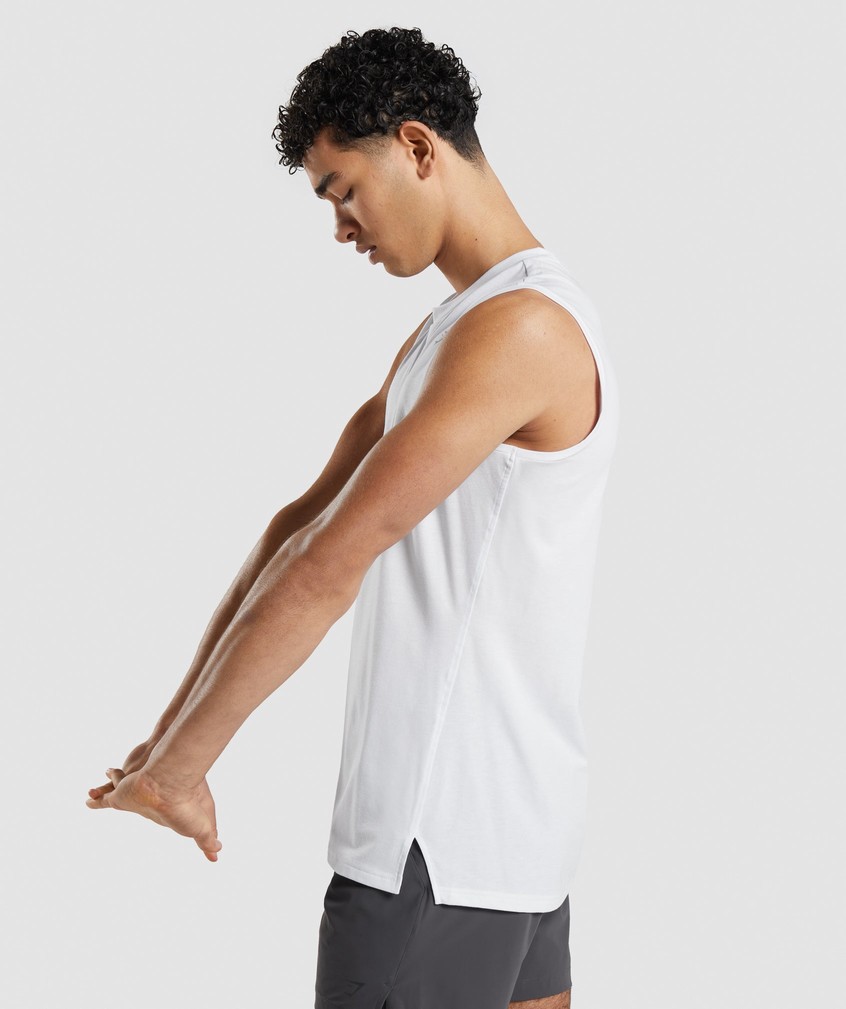 White Men's Gymshark Studio Amplify Tank | USA-63721