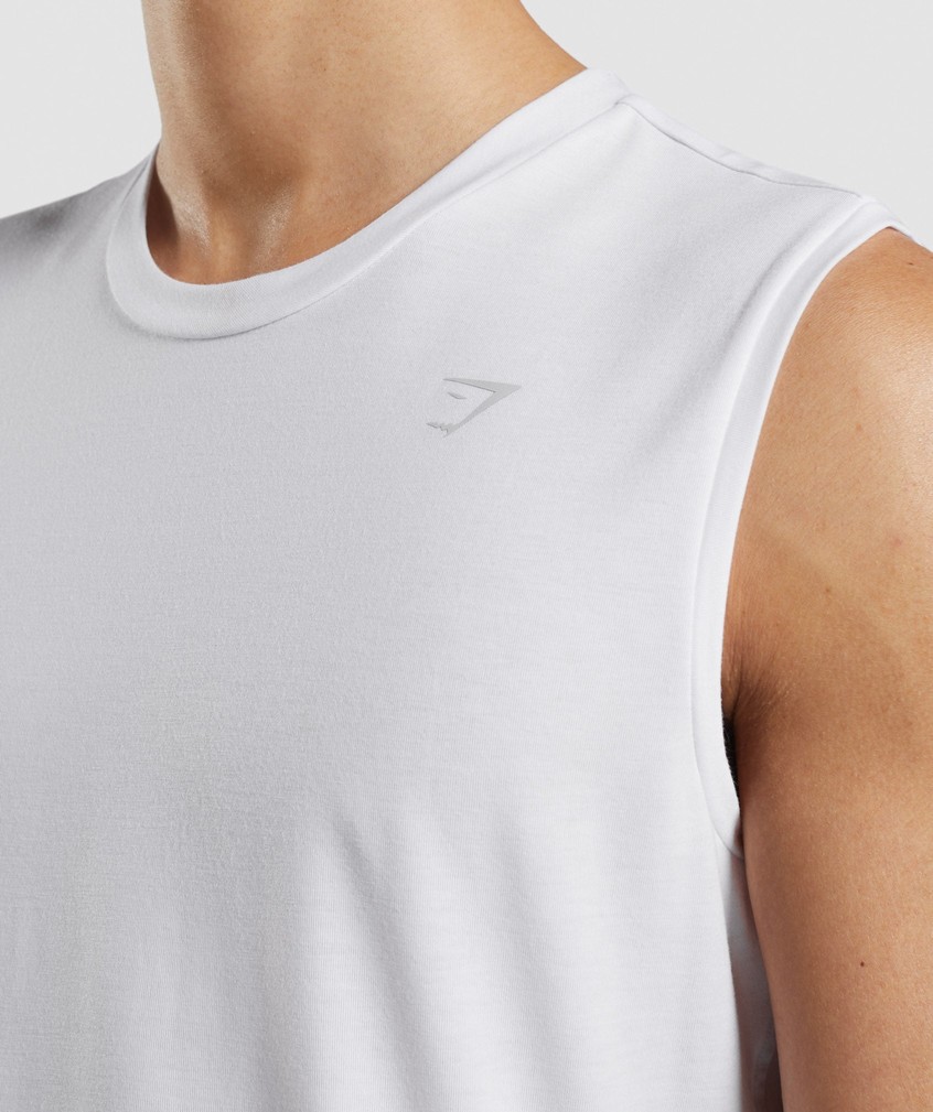 White Men's Gymshark Studio Amplify Tank | USA-63721