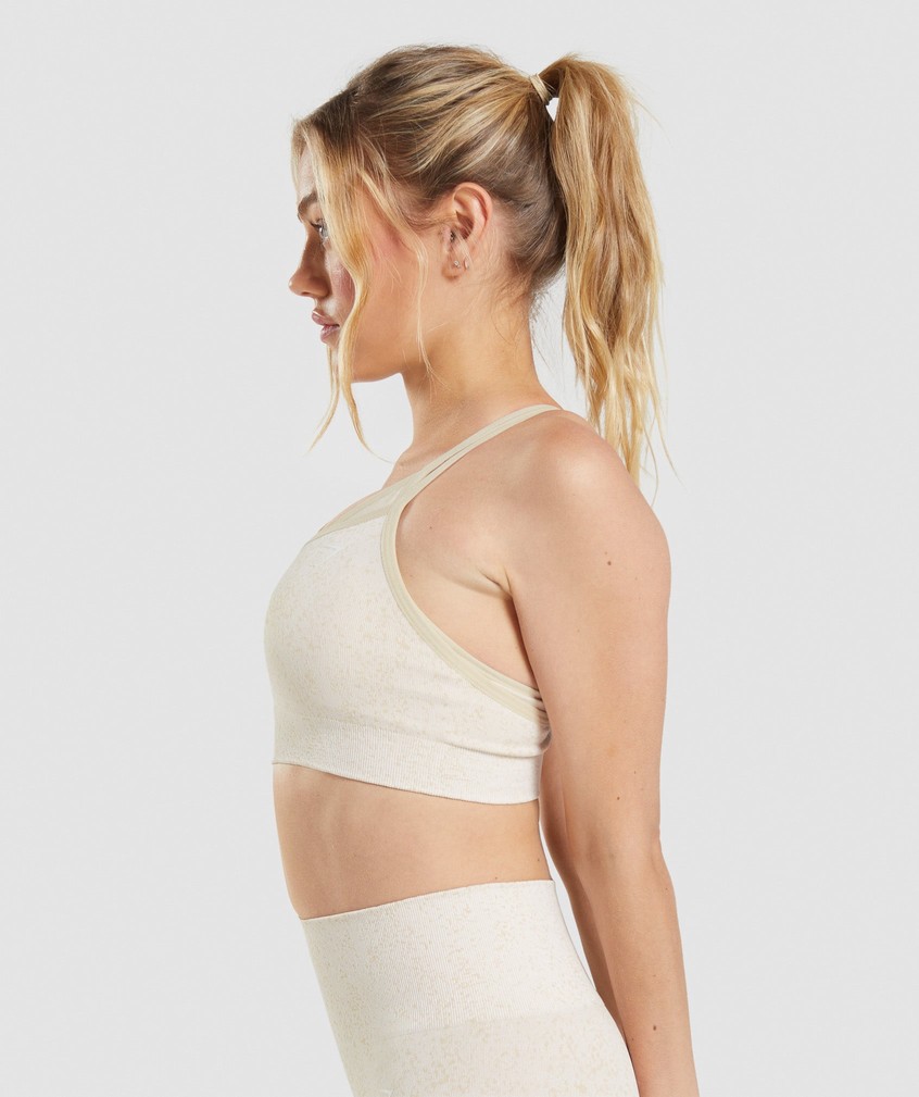 White Women's Gymshark Adapt Fleck Seamless Sports Bra | USA-32069