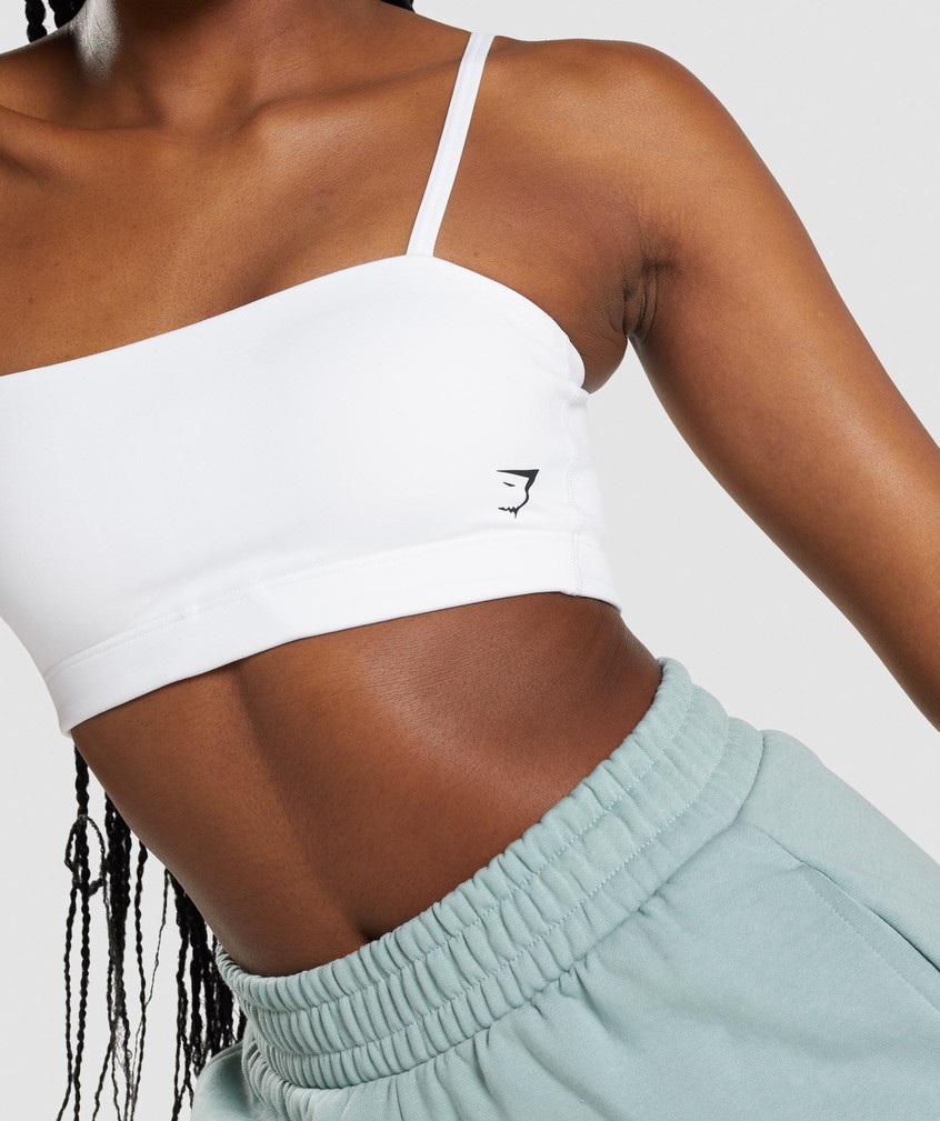 White Women's Gymshark Bandeau Sports Bra | USA-28547