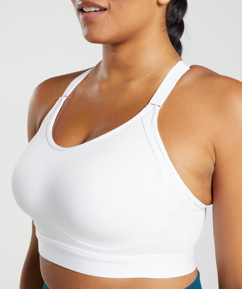 White Women's Gymshark Cut Out Back High Support Sports Bra | USA-06971