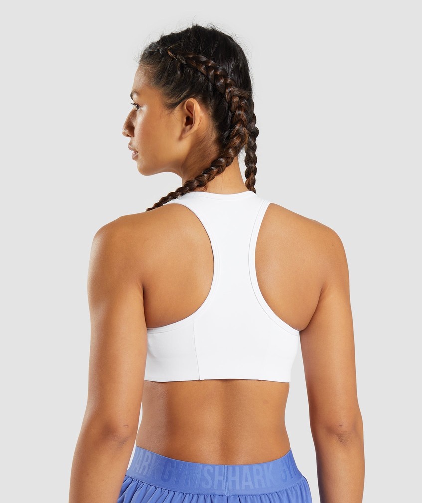 White Women's Gymshark Essential Racer Back Sports Bra | USA-89751