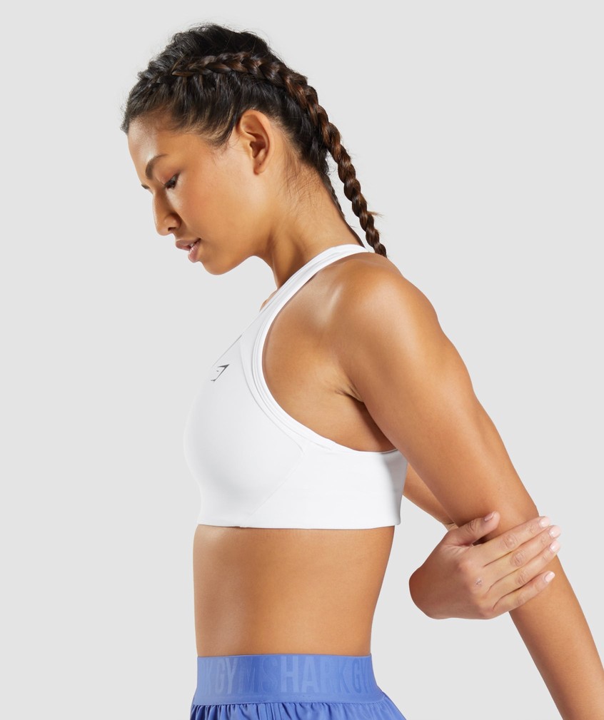 White Women's Gymshark Essential Racer Back Sports Bra | USA-89751