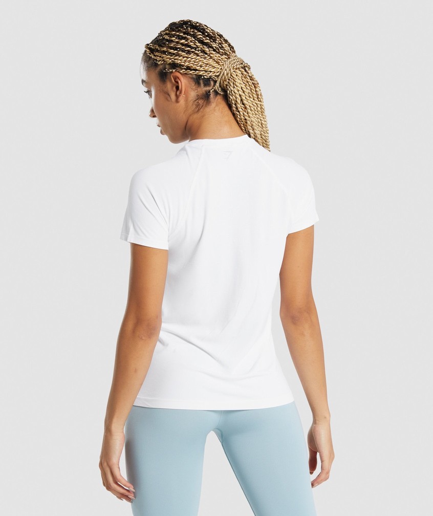 White Women's Gymshark Fit Seamless Loose T-Shirts | USA-46832