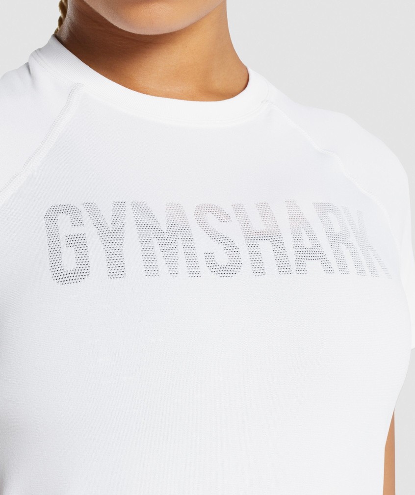 White Women's Gymshark Fit Seamless Loose T-Shirts | USA-46832