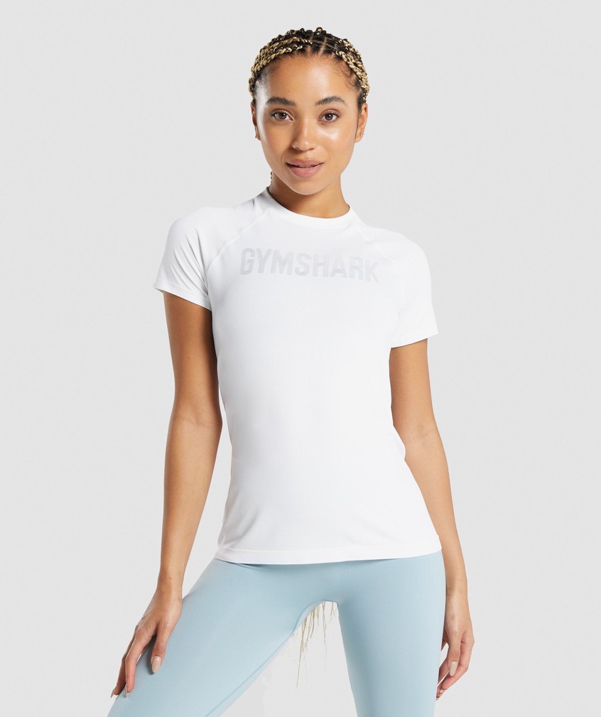 White Women\'s Gymshark Fit Seamless Loose T-Shirts | USA-46832