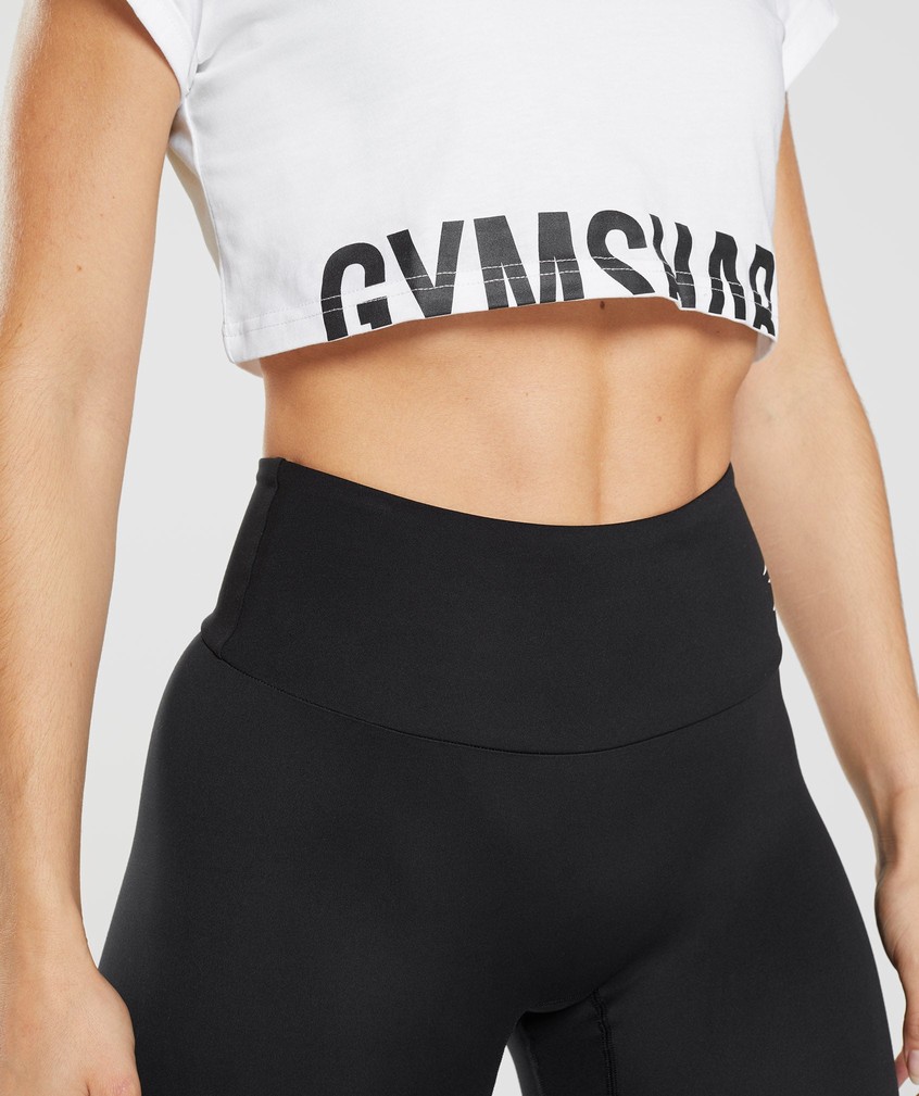 White Women's Gymshark Fraction Crop Top T-Shirts | USA-79214