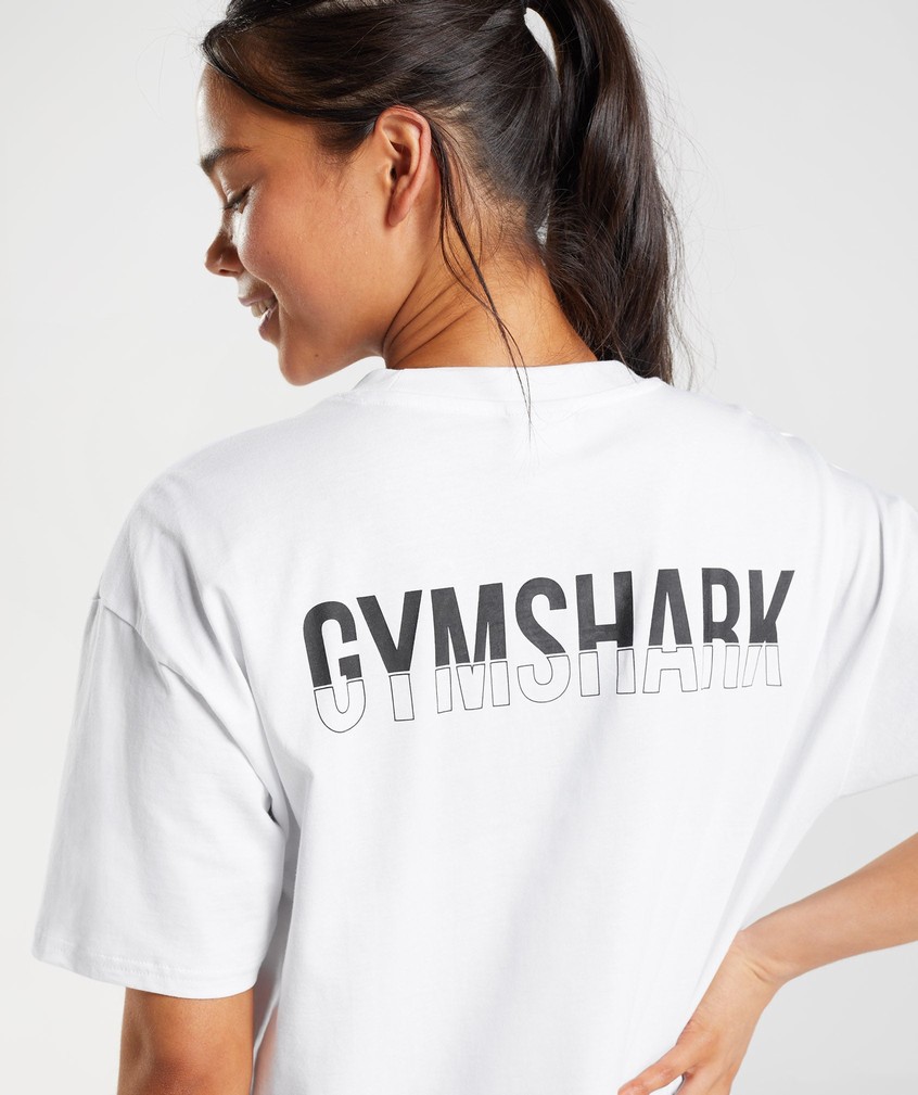 White Women's Gymshark Fraction Oversized T-Shirts | USA-45387