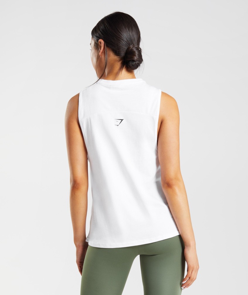 White Women's Gymshark Fraction Tank | USA-28796