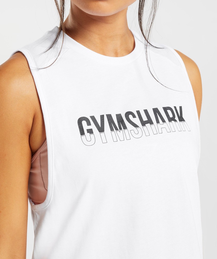 White Women's Gymshark Fraction Tank | USA-28796