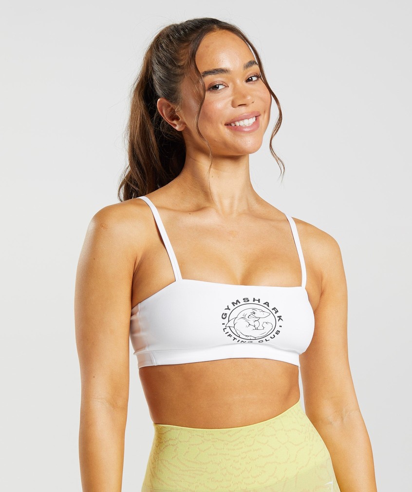 White Women\'s Gymshark Legacy Bandeau Bra | USA-12956