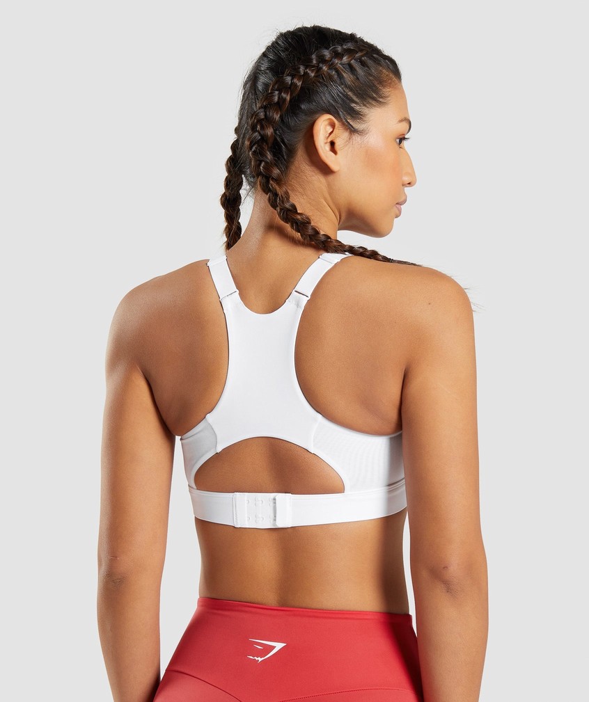 White Women's Gymshark Mesh Neckline 2.0 Sports Bra | USA-03987