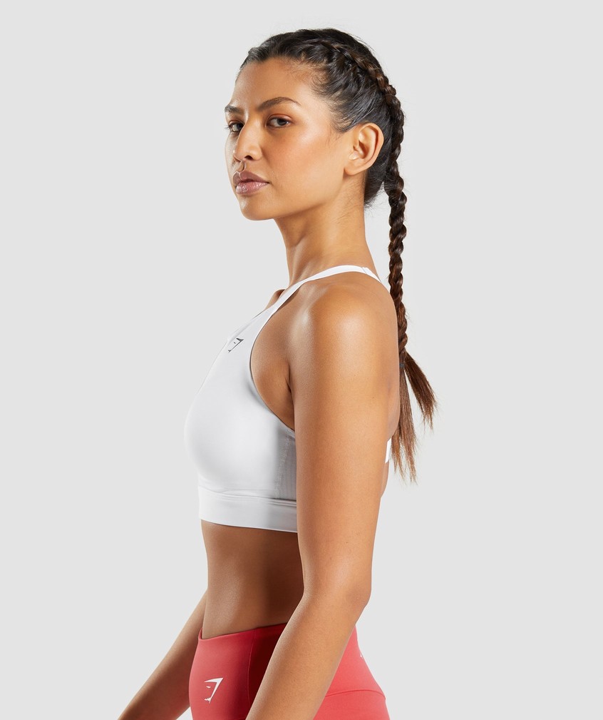 White Women's Gymshark Mesh Neckline 2.0 Sports Bra | USA-03987