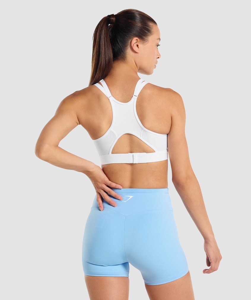 White Women's Gymshark Mesh Neckline Sports Bra | USA-21793