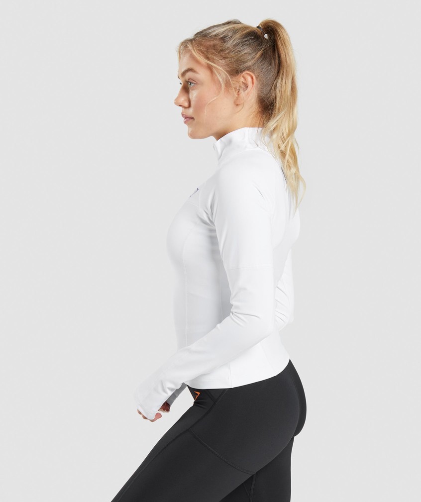 White Women's Gymshark Pulse 1/4 Zip Pullover | USA-82943