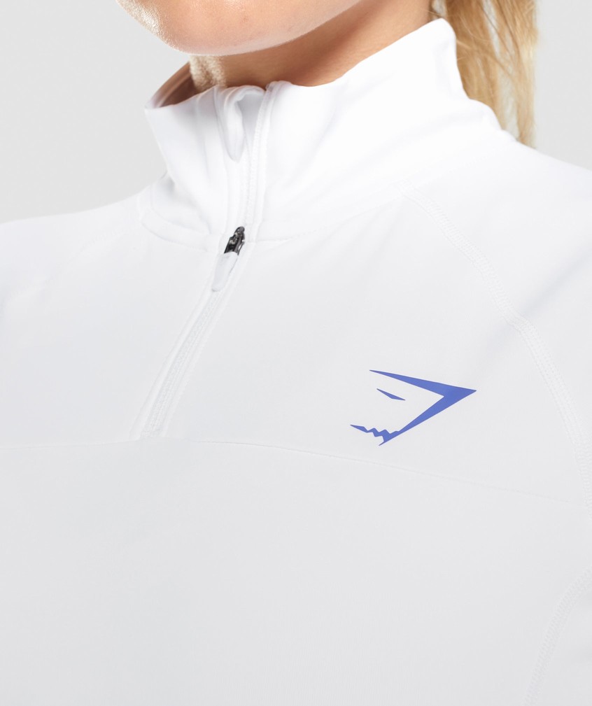 White Women's Gymshark Pulse 1/4 Zip Pullover | USA-82943