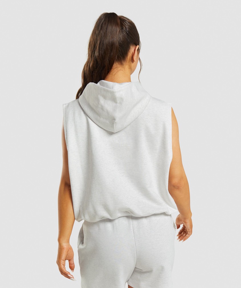 White Women's Gymshark Rest Day Sweats Sleeveless Hoodie | USA-28753