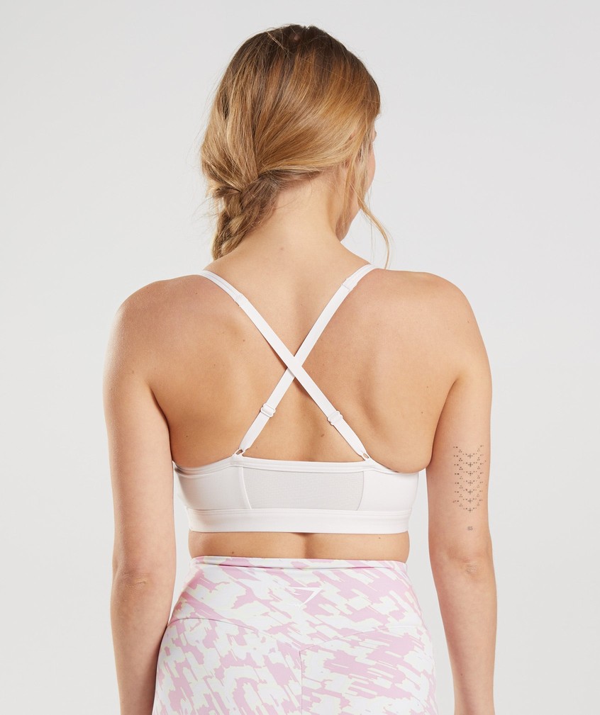 White Women's Gymshark Ruched Sports Bra | USA-72830