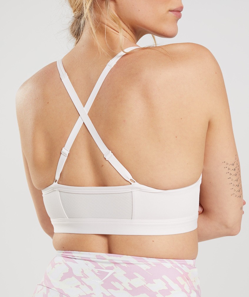 White Women's Gymshark Ruched Sports Bra | USA-72830