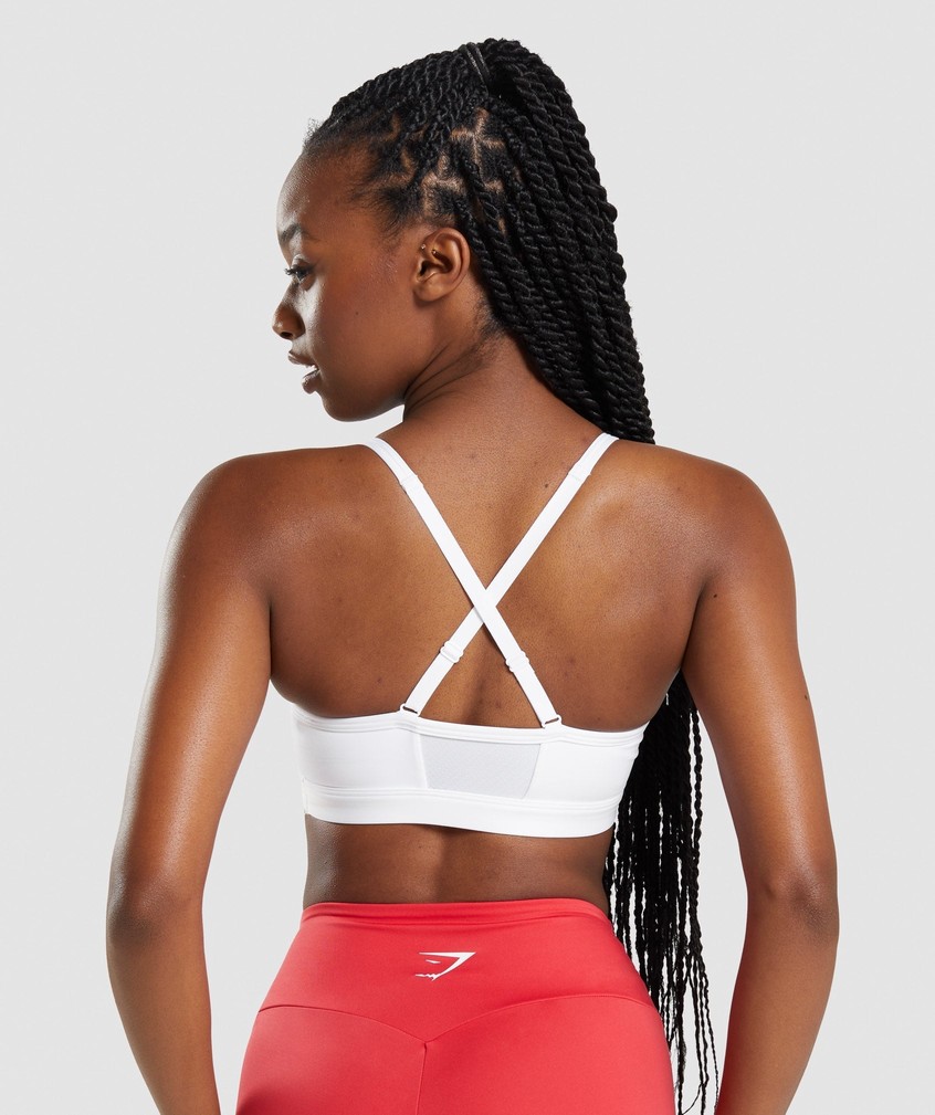 White Women's Gymshark Ruched Sports Bra | USA-96458