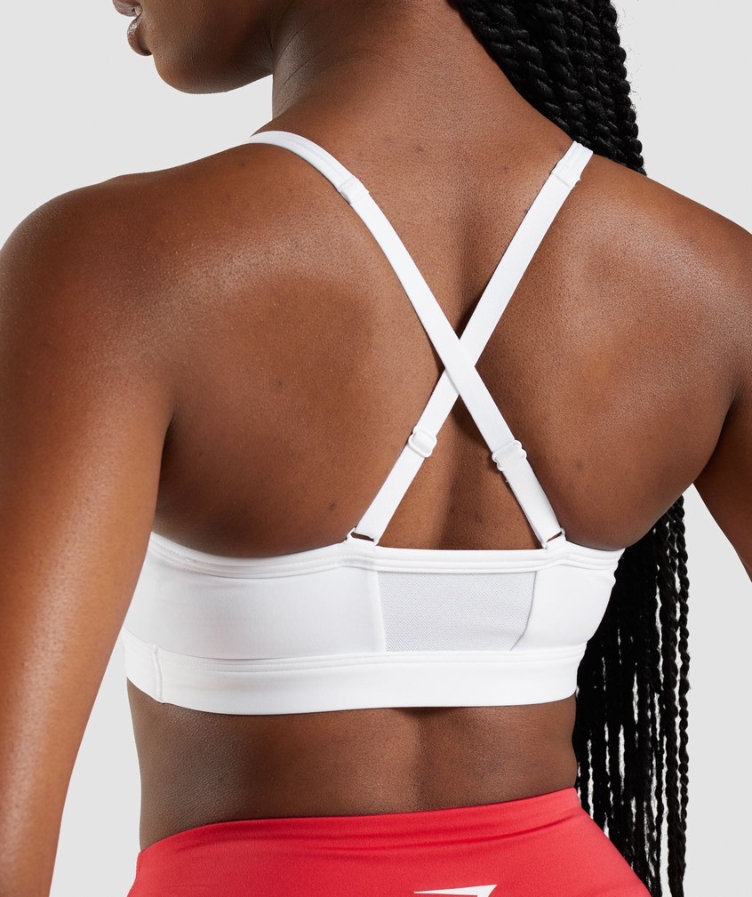 White Women's Gymshark Ruched Sports Bra | USA-96458