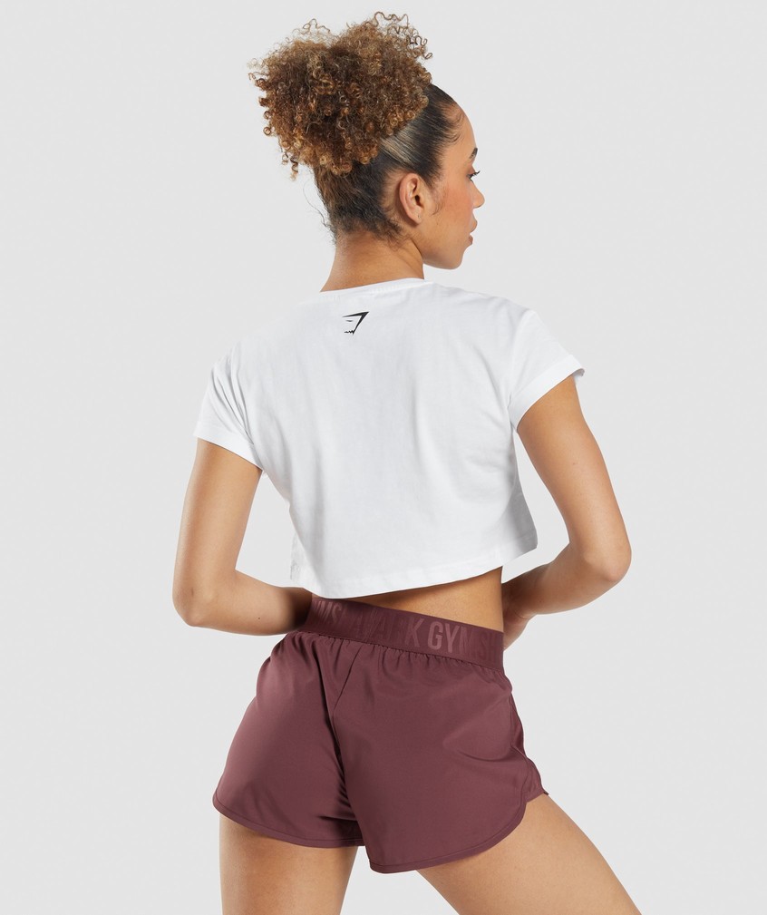 White Women's Gymshark Sticker Pack Crop Tee T-Shirts | USA-26910