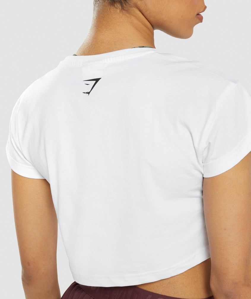 White Women's Gymshark Sticker Pack Crop Tee T-Shirts | USA-26910