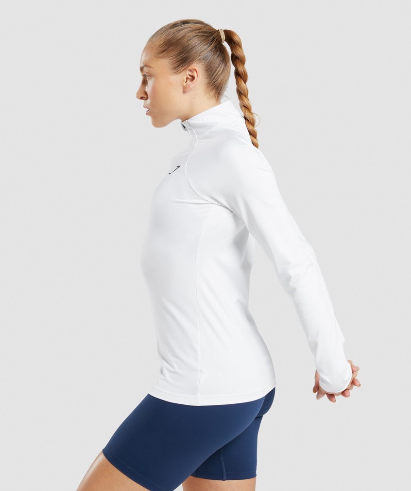 White Women's Gymshark Training 1/4 Zip Pullover | USA-17504