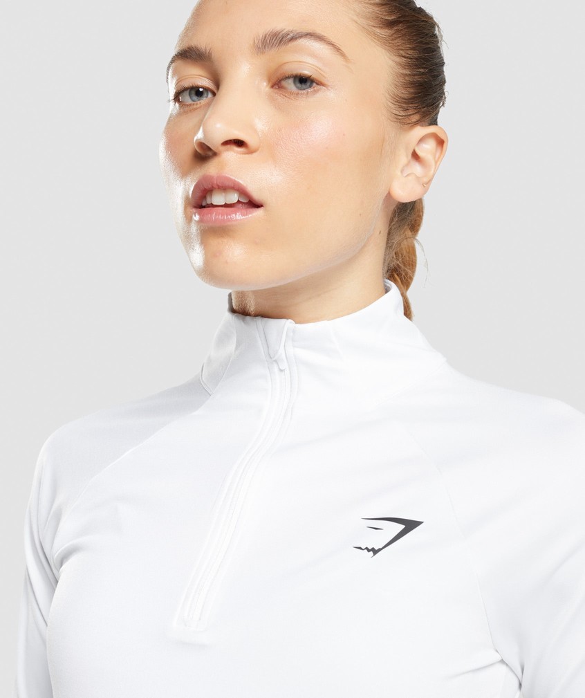 White Women's Gymshark Training 1/4 Zip Pullover | USA-17504